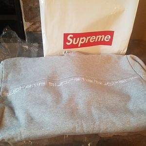 Supreme text stripe hooded sweatshirt